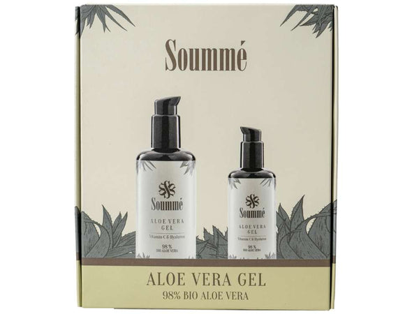 Geschenkbox Aloe Vera Gel mit 98% Bio Aloe Vera, mit Reisegröße 100ml & 200ml - Soummé GmbH